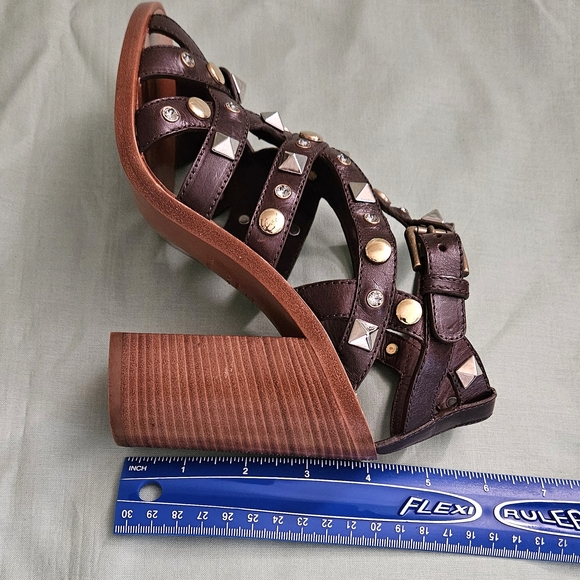 Dolce & Gabbana Brown Leather Studded Luxury Sandals Heels Size 5 US( Worn 1x) - Picture 16 of 16